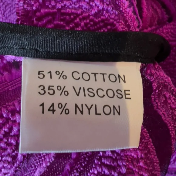 #A247 NANCY COCKTAIL CHIC PURPLE GEOMETRIC RUNWAY INSPIRED PUFF SLEEVE TOP NWT L - Picture 7 of 10